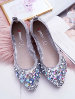 Kožené Baleríny S Ozdobnými model 21511200 Stříbrné Crystal - Boto