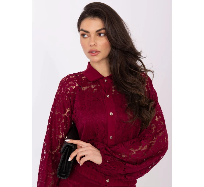 Koszula MI KS model 21766146 bordowy - FPrice Koszula MI KS model 21766146 bordowy - FPrice