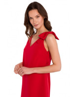 šaty áčkového střihu s mašlí krepová růžová model 17194436 - Makover