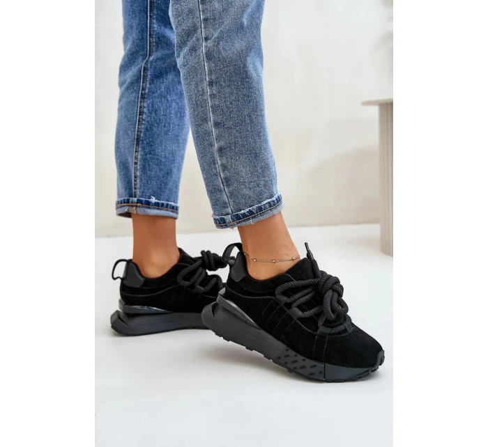 Semišové Dámské Tenisky Na Platformě S Tlustým Šněrováním Artiker Černé Semišové Dámské Tenisky Na Platformě S Tlustým Šněrováním Artiker Černé