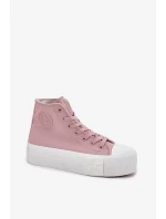 Dámské plátěné tenisky na platformě Big Star – růžové