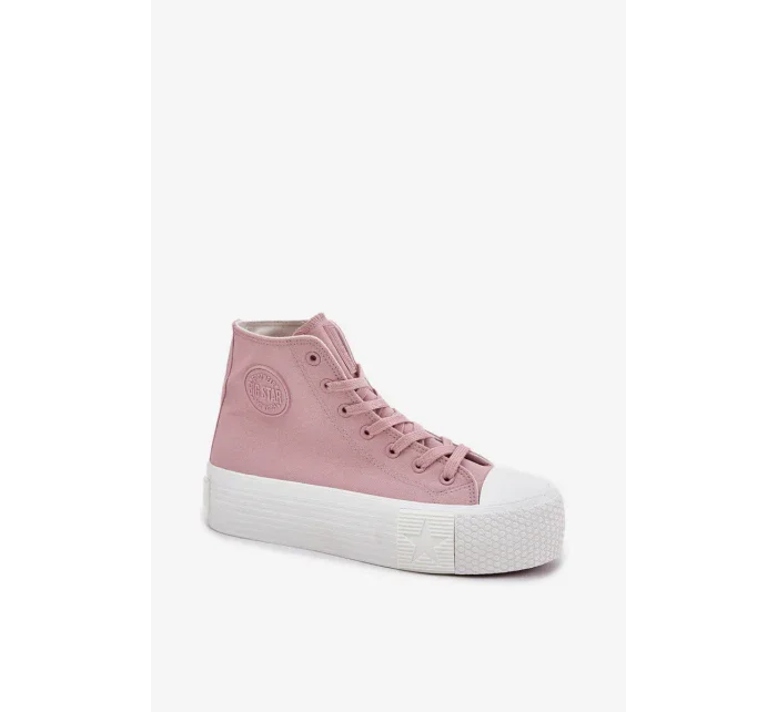 Dámské plátěné tenisky na platformě Big Star – růžové