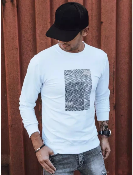 Pánská bílá mikina s potiskem FashionStreet BX5354