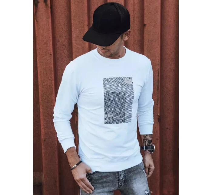 Pánská bílá mikina s potiskem FashionStreet BX5354