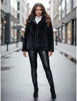 Dámská kožešinová bunda s kapucí černá FashionStreet TY5276z