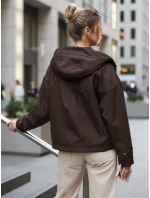 Dámská přechodná bunda s kapucí a kapsami hnědá FashionStreet TY5637