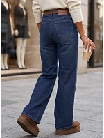 Jeansy damskie wide leg z paskiem niebieskie model 22363312 - FashionStreet Jeansy damskie wide leg z paskiem niebieskie model 22363312 - FashionStreet
