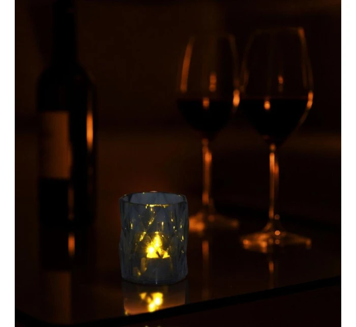 MINI LAMPA DEKORACYJNA 6 CM SZARA CIEPŁY BIAŁY 1 LED