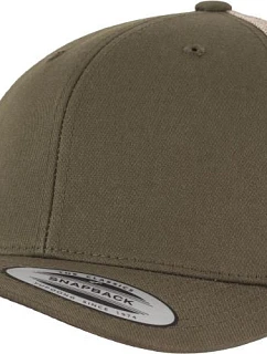 Flexfit 6606/6606T 6 panelová vintage kšiltovka "Trucker" 55.6606 moss green/khaki