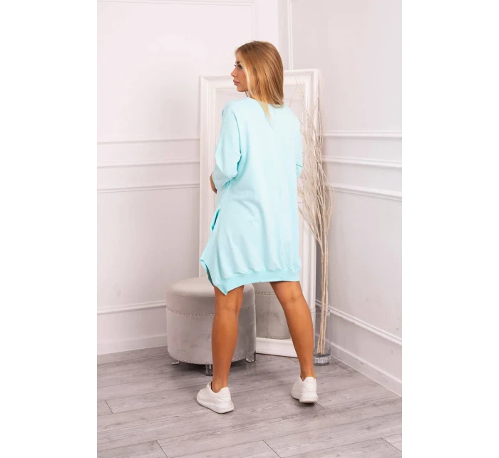 Šaty s potiskem a rozšířenou spodní částí mint Šaty s potiskem a rozšířenou spodní částí mint