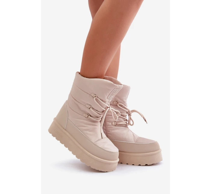 Sněhule Na Platformě Na Zip Big Star OO274885 Béžové