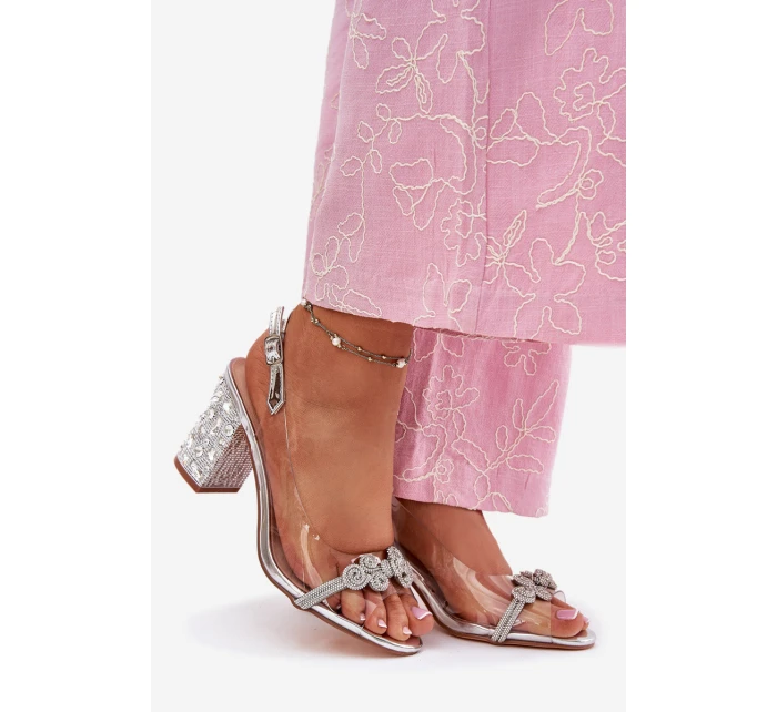 Průhledné Sandály Na Podpatku D&A MR51-705 Stříbrné