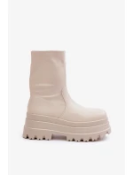 Kotníkové boty na masivní platformě světle béžové Florinara Kotníkové boty na masivní platformě světle béžové Florinara