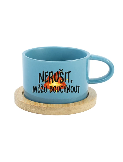 NERUŠIT, MŮŽU BOUCHNOUT. - modrý hrníček makronka 200 ml NERUŠIT, MŮŽU BOUCHNOUT. - modrý hrníček makronka 200 ml
