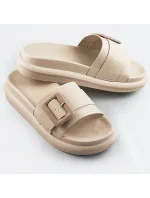 Béžové dámské pantofle s přezkou (XA136) Béžové dámské pantofle s přezkou (XA136)