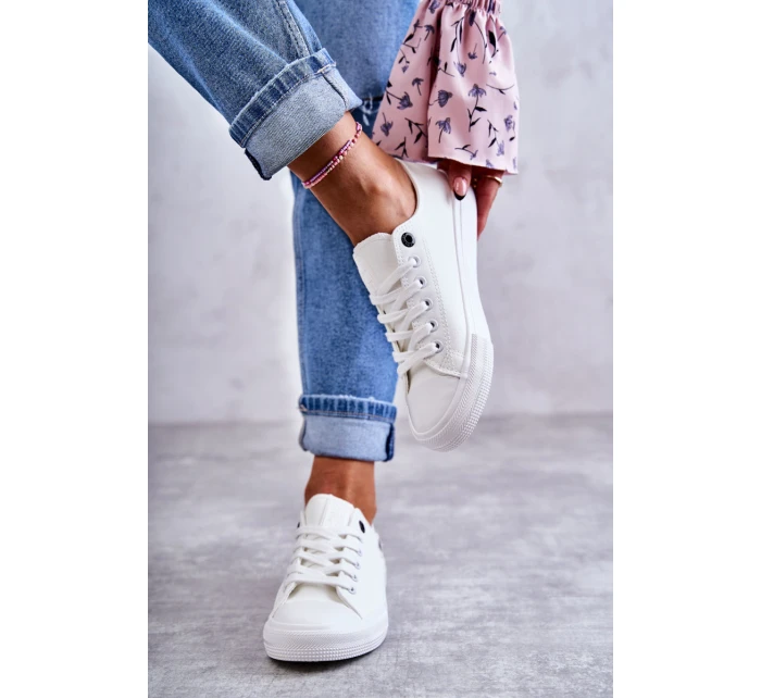 Dámské nízké kožené tenisky Big Star model 21594429 Bílé - Big Star Shoes Dámské nízké kožené tenisky Big Star model 21594429 Bílé - Big Star Shoes