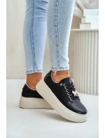 Kožené Dámské Sneakersy Na Platformě S  Černé model 21675586 - VINCEZA