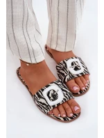 Ploché Dámské Pantofle S Ozdobnou Přezkou Zebra Clariola Ploché Dámské Pantofle S Ozdobnou Přezkou Zebra Clariola