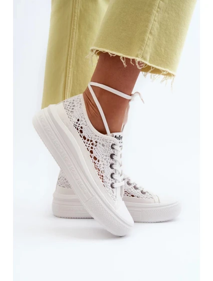 Krajkové dámské tenisky Lee Cooper bílé
