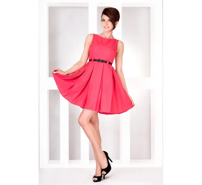 Dámské společenské šaty NUMOCO s páskem středně dlouhé růžové - Růžová / XL - Numoco Dámské společenské šaty NUMOCO s páskem středně dlouhé růžové - Růžová / XL - Numoco