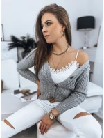 RIGLA dámský svetr světle šedý Dstreet MY1635 RIGLA dámský svetr světle šedý Dstreet MY1635