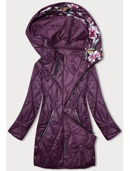 Fialová dámská bunda s ozdobnou kapucí (B8227-71) Fialová dámská bunda s ozdobnou kapucí (B8227-71)