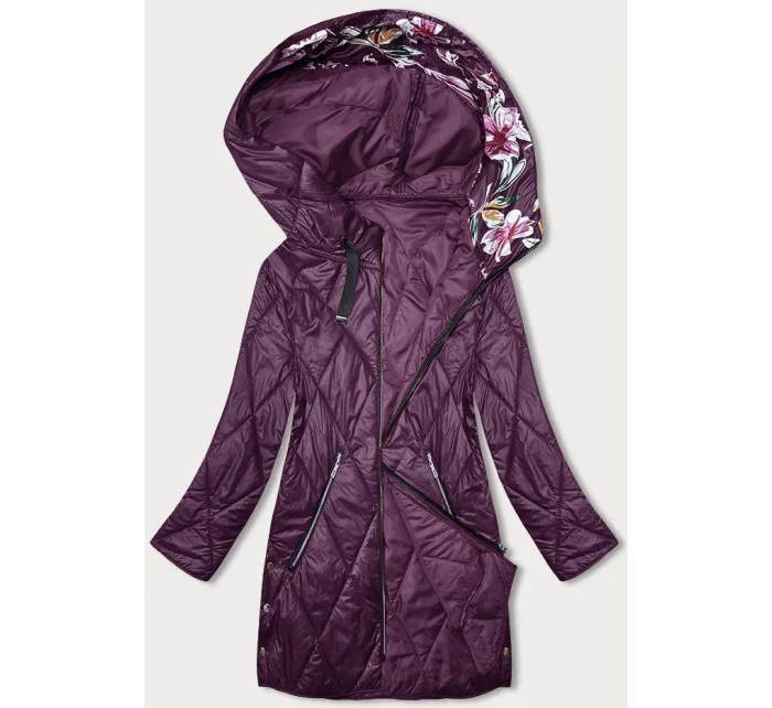 Fialová dámská bunda s ozdobnou kapucí (B8227-71) Fialová dámská bunda s ozdobnou kapucí (B8227-71)