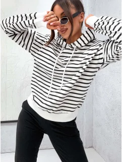 Černý bavlněný dámský teplákový komplet s pruhovanou mikinou (82173)