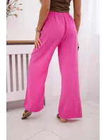Mušelínové kalhoty se širokou nohavicí růžová Mušelínové kalhoty se širokou nohavicí růžová