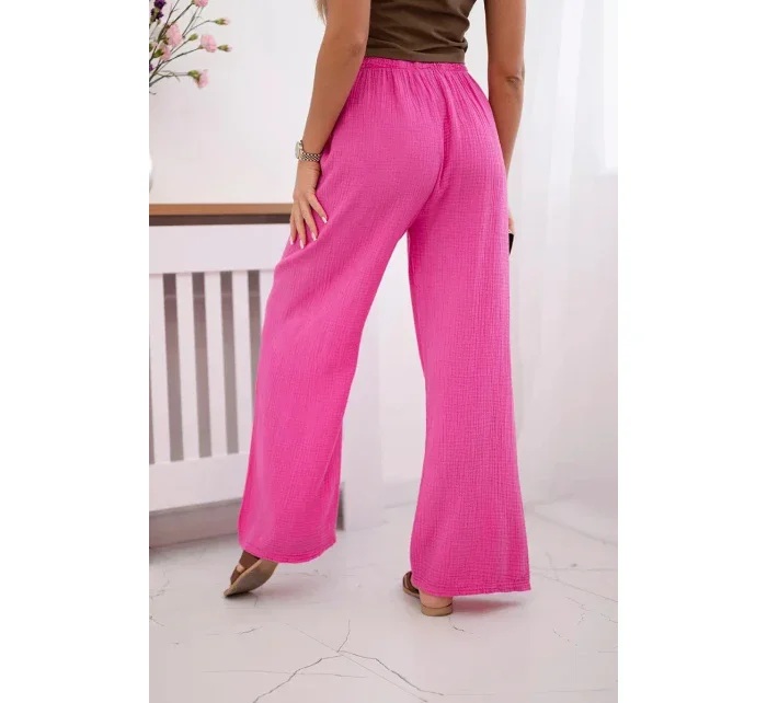 Mušelínové kalhoty se širokou nohavicí růžová Mušelínové kalhoty se širokou nohavicí růžová