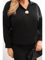 Dámská souprava Plus Size se a krajkou černý model 21486206 - K-Fashion Dámská souprava Plus Size se a krajkou černý model 21486206 - K-Fashion