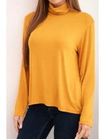 Dámská viskózová blůza s rolákem a dlouhým rukávem hořčicová