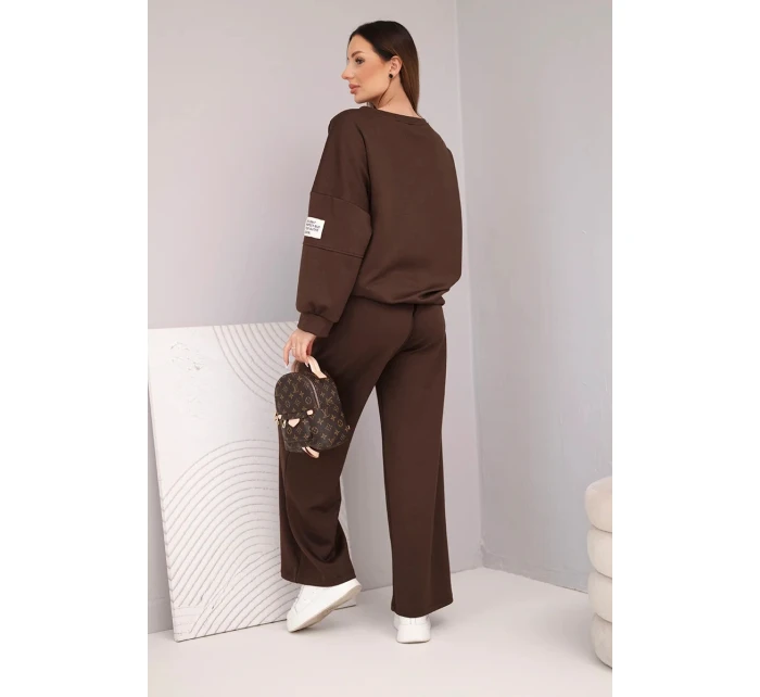 Dámská souprava máslová mikina + kalhoty hnědý