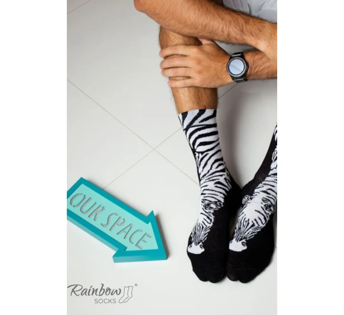 Duhové ponožky se  Zebra Panda černá a bílá 2 páry model 21606864 - ZOOKSY/RAINBOW SOCKS