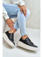 Kožené Dámské Sneakersy Na Platformě S  Černé model 21675586 - VINCEZA