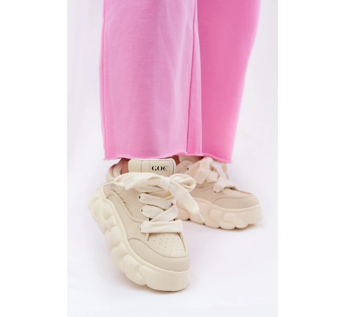 Dámské Kožené Tenisky Na Masivní Platformě GOE RR2N4043 Béžové