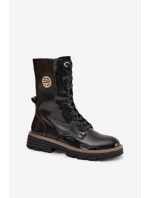 Lakované workery dámské s zlatým detailem zateplené černé model 21712830 - Boto Lakované workery dámské s zlatým detailem zateplené černé model 21712830 - Boto