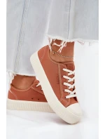 Dámské plátěné tenisky na platformě Big Star – oranžové Dámské plátěné tenisky na platformě Big Star – oranžové