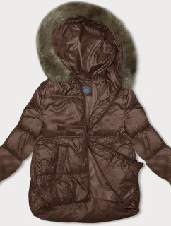 Hnědá dámská zimní bunda s kapucí model 18942009 - S'WEST
