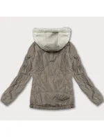 Tmavě béžová dámská bunda s ozdobnou kapucí Miss TiTi (3295) Tmavě béžová dámská bunda s ozdobnou kapucí Miss TiTi (3295)