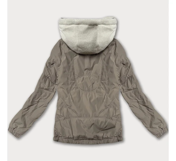 Tmavě béžová dámská bunda s ozdobnou kapucí Miss TiTi (3295) Tmavě béžová dámská bunda s ozdobnou kapucí Miss TiTi (3295)