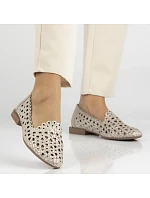 Dámské kožené ažurové polobotky béžové barvy Filippo model 22079006 Dámské kožené ažurové polobotky béžové barvy Filippo model 22079006