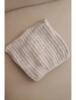 Dámská zimní čepice s vlnou v kočičím střihu z žebrovaného úpletu K419 béžová