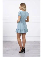 Šaty s vázaným výstřihem do V mořsky modré