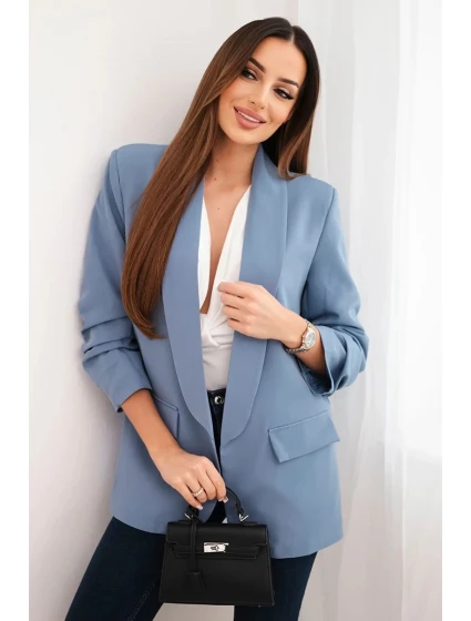 Elegantní sako s klopami denimové modré Elegantní sako s klopami denimové modré