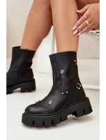 Zateplené dámské boty na zip s ozdobami černé model 21706565 - Boto Zateplené dámské boty na zip s ozdobami černé model 21706565 - Boto