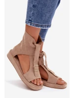 Dámské sandály s vysokým svrškem tmavě béžové model 21943374 - Boto