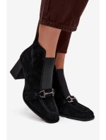 Dámské semišové botky na podpatku Artiker – černé Dámské semišové botky na podpatku Artiker – černé