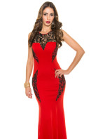 Red  Koucla dress with lace model 19589836 - Style fashion