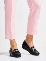 Originální dámské černé mokasíny na klínku Originální dámské černé mokasíny na klínku